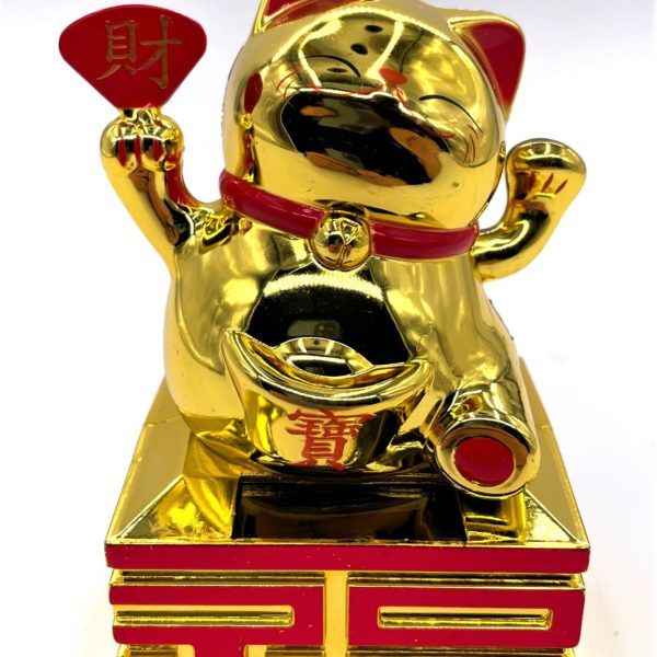 Lucky Cat solar goud